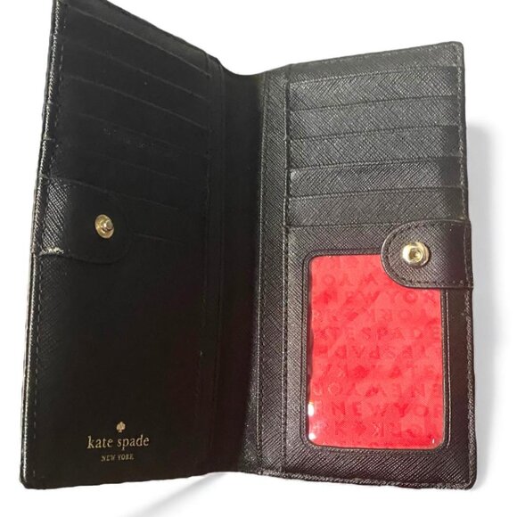 KATE SPADE - Stacy Laurel Way Bonita Stripe Black Pink White Red Leather $119 - Picture 2 of 4